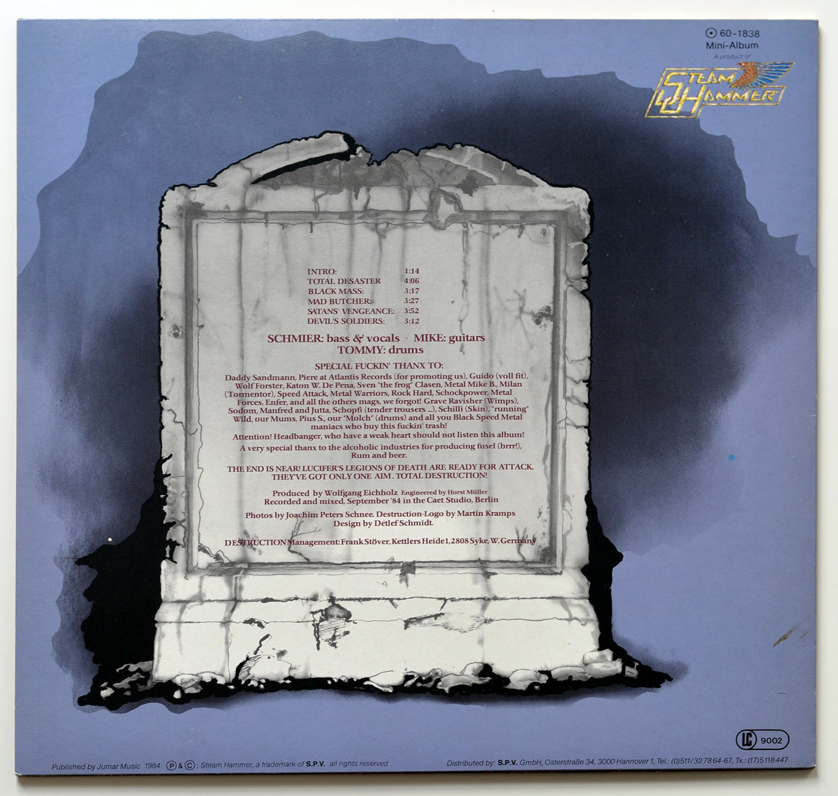 High Resolution Photo #2 DESTRUCTION Sentence of Death BlueWhite 